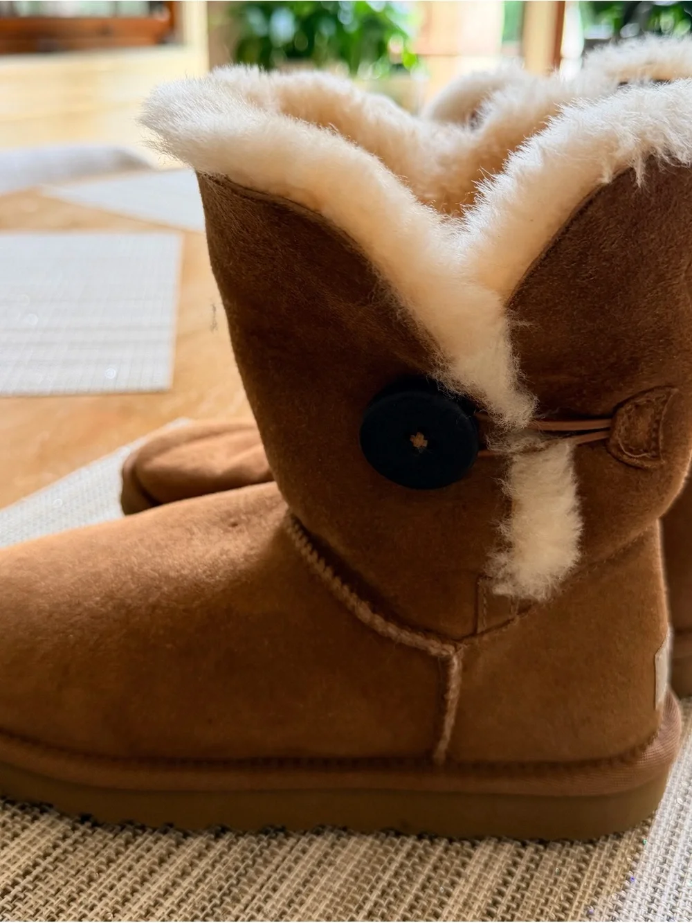 UGG Chestnut Suede Short Shearling Slippers
